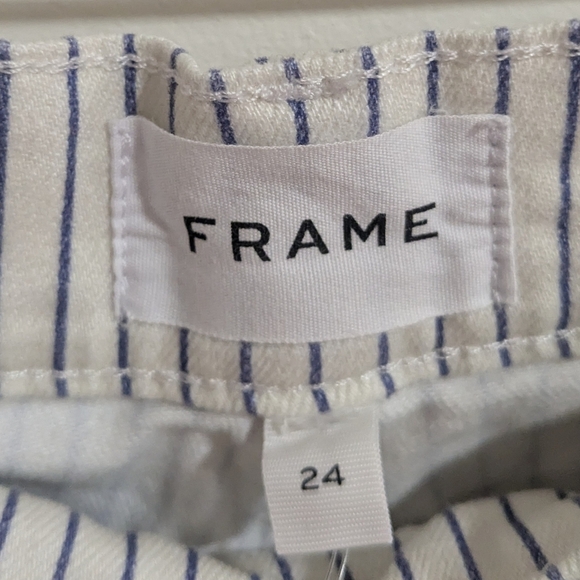 FRAME La Palazzo cropped striped high-rise wide-leg jeans - Picture 4 of 8